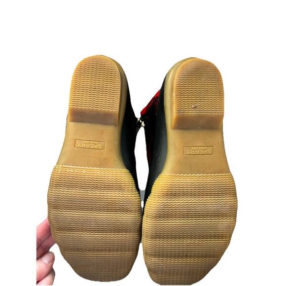 Sperry Womens 8 Saltwater Red Buffalo Plaid Zip Up Duck Boots Winter Rain - Picture 4 of 8